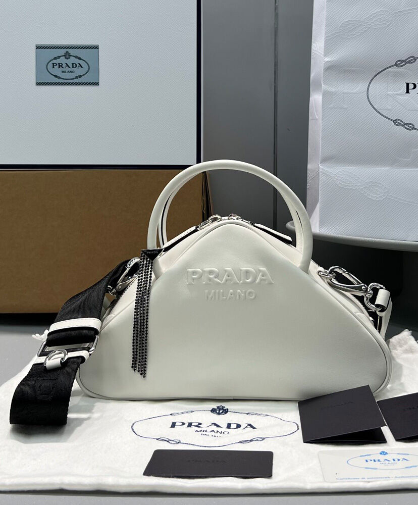 Prada Leather Prada Triangle Bag Cream