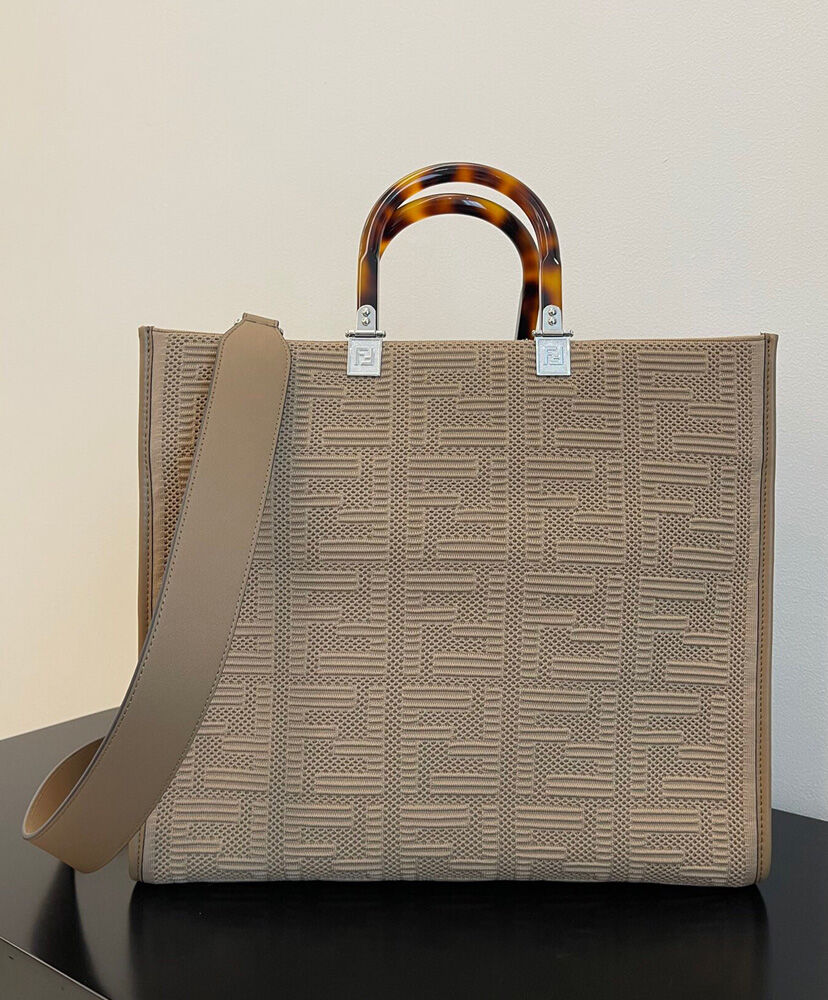 Fendi Sunshine Medium FF Fabric Shopper Gray