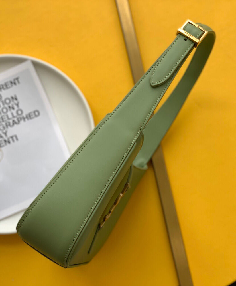 Saint Laurent Le 5 A 7 Hobo Bag In Smooth Leather Green
