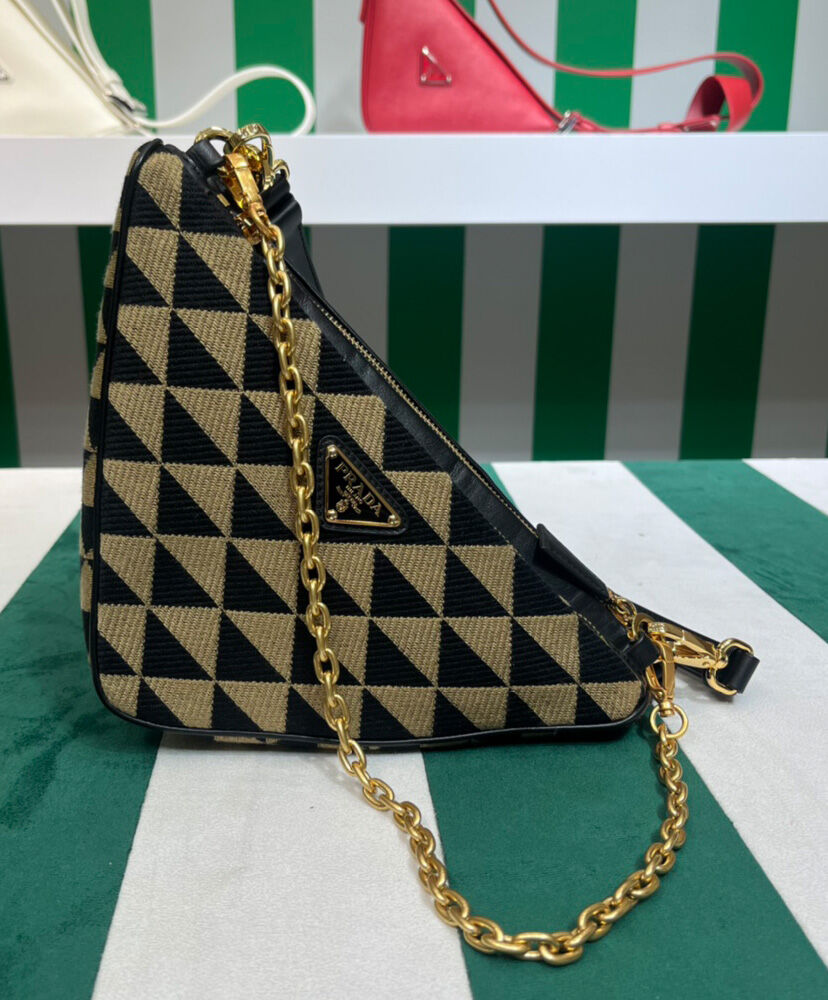Prada Symbole Leather And Fabric Mini Bag 1BC176 Apricot