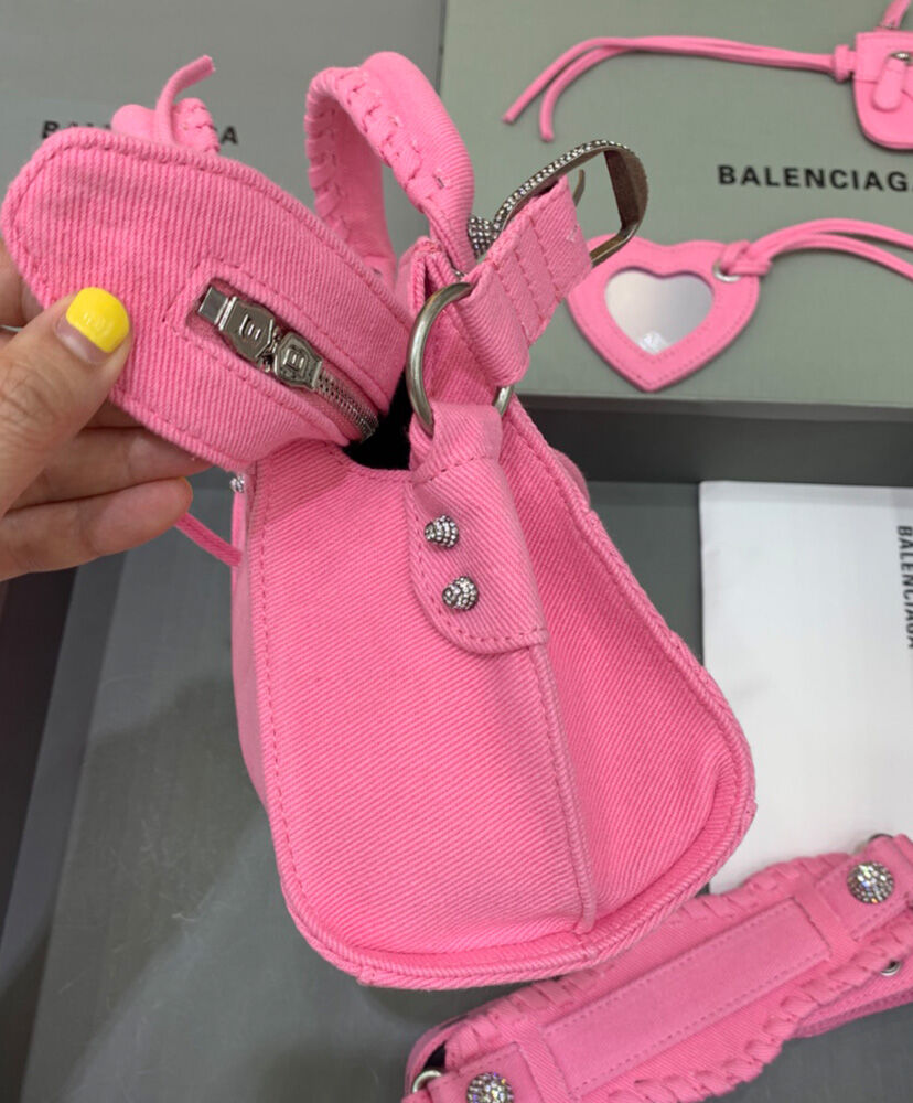 Balenciaga Neo Cagole XS Handbag In Denim Pink