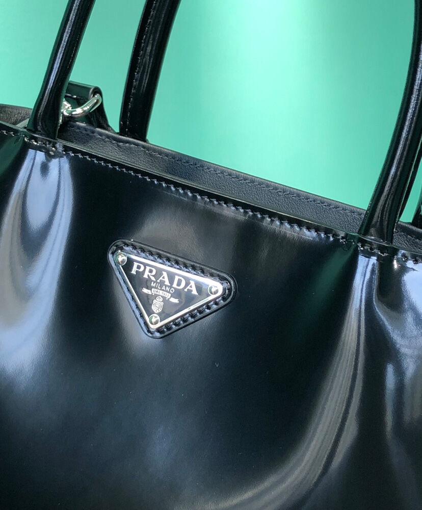 Prada Brushed Leather Handbag 1BA320 Black