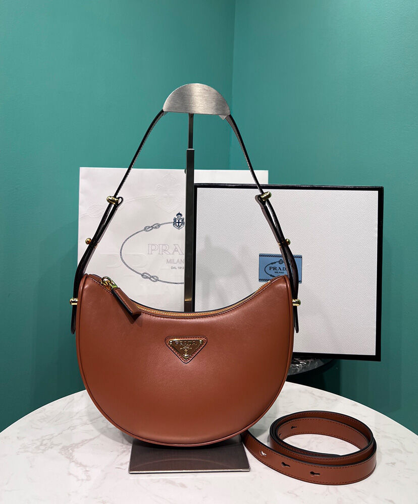 Prada Leather Shoulder Bag 1BC194 Coffee
