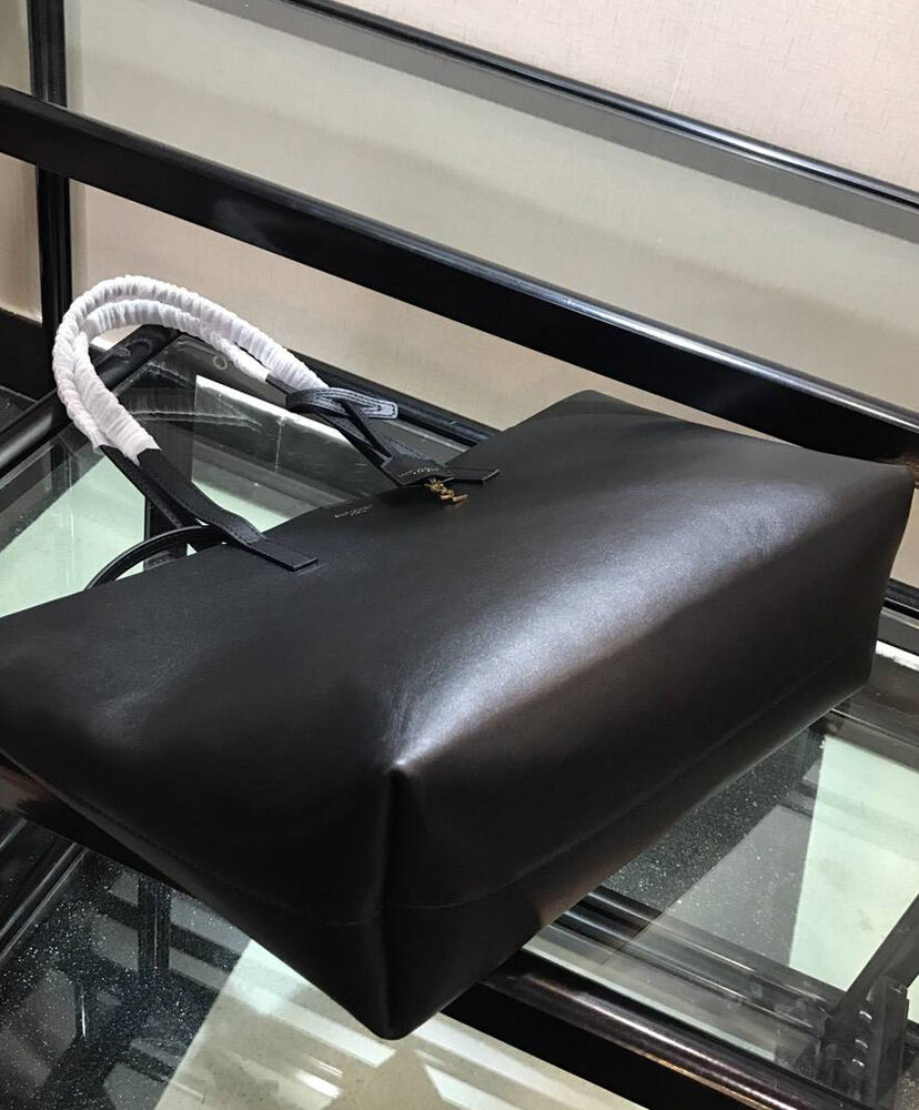 Saint Laurent Calfskin Monogram Shopping Tote Black