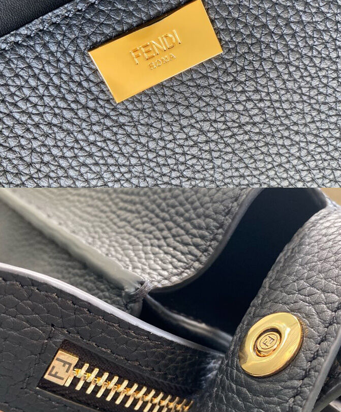 Fendi Peekaboo Iconic Essential Calf Leather Bag 7VA476 Black