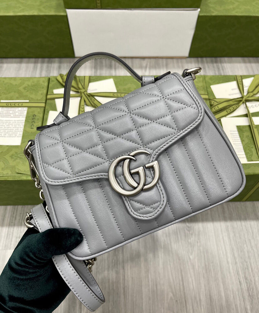 Gucci GG Marmont Mini Handbag 583571 Gray