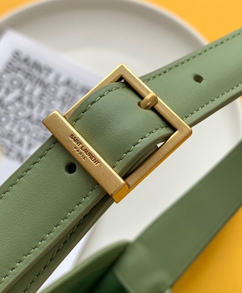 Saint Laurent Le 5 A 7 Hobo Bag In Smooth Leather Green