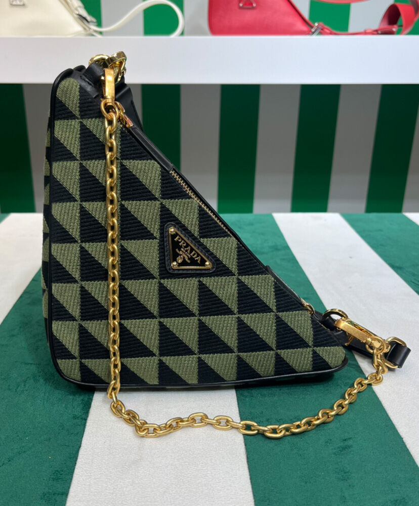 Prada Symbole Leather And Fabric Mini Bag 1BC176 Green