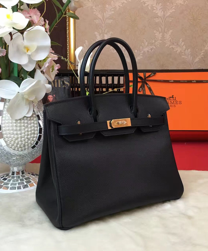 Hermes Birkin 30 Epsom Leather Paon Phw Black