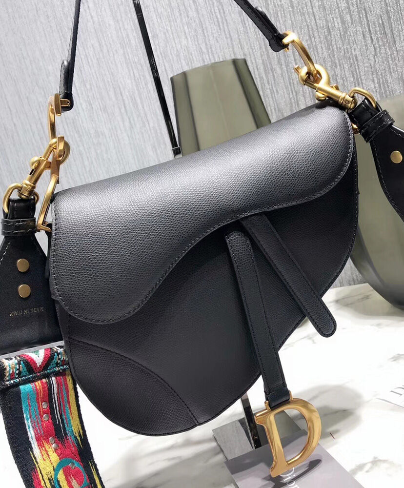 Christian Dior Saddle calfskin bag Black