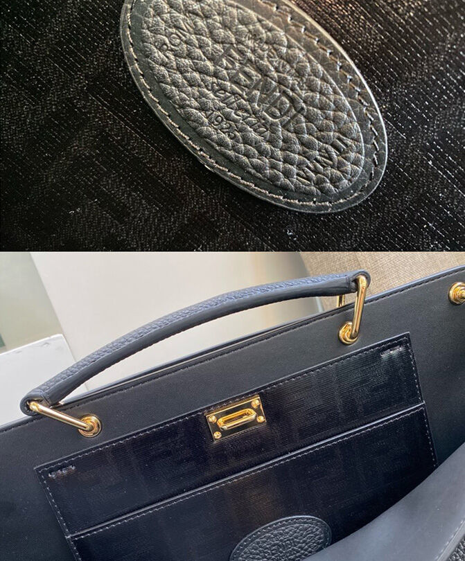 Fendi Peekaboo Iconic Essential Calf Leather Bag 7VA476 Black