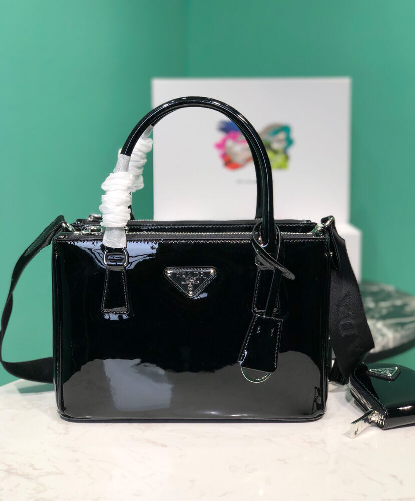 Prada Galleria Brushed Leather Small Bag 1BA896 Black