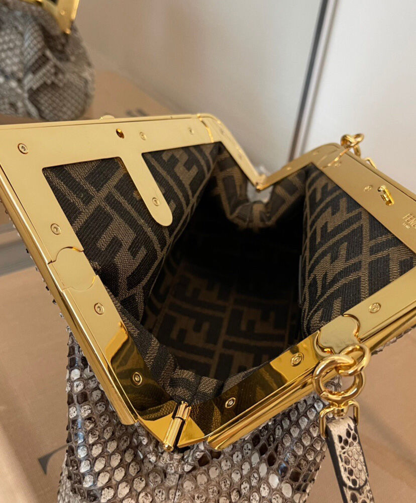 Fendi First Small Natural python Leather Bag 8BP129 Gray