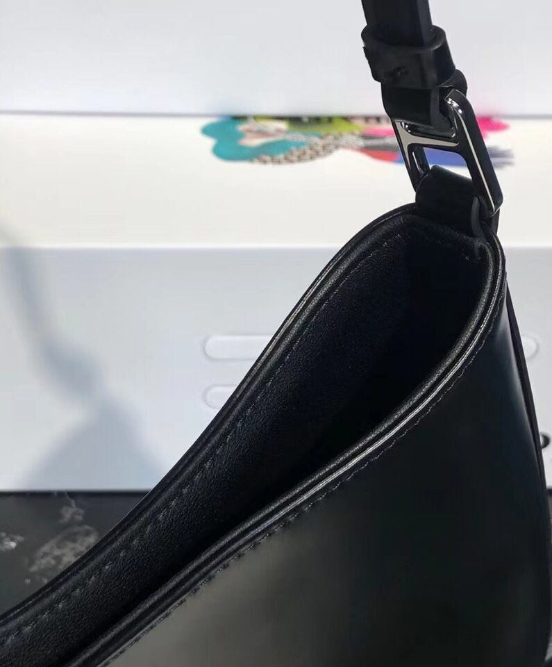 Prada Cleo Brushed Leather Shoulder Bag 1BC499 Black