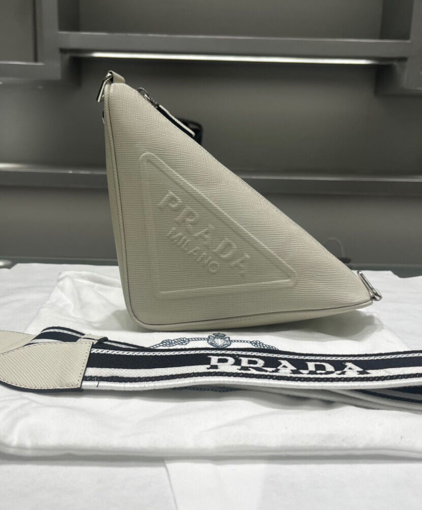Prada Saffiano Triangle Bag Cream