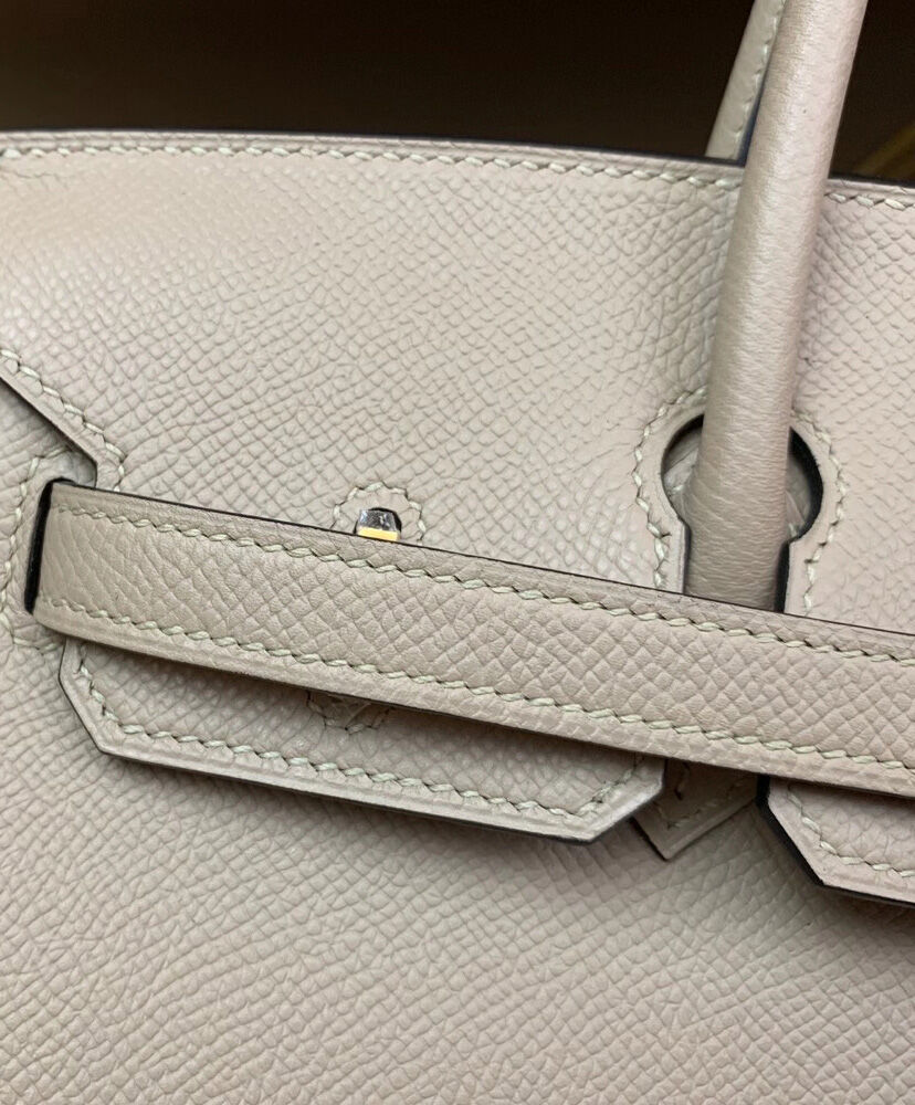 Hermes Birkin 25 Epsom Leather Paon Phw Light Gray