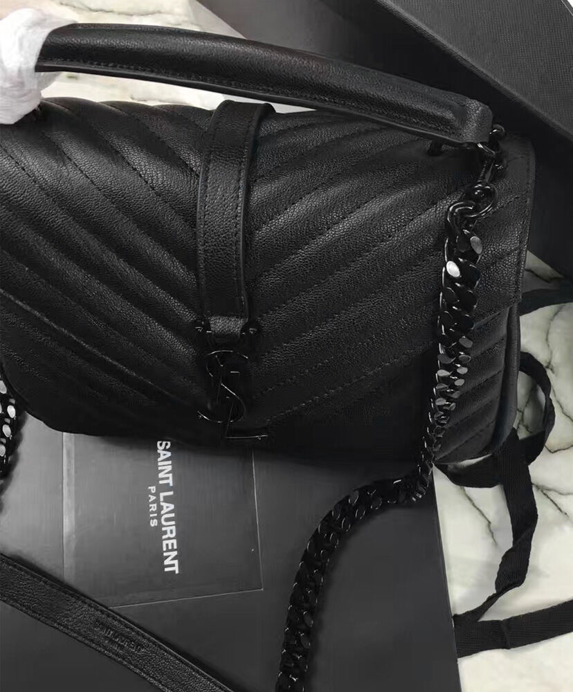 YSL Classic Medium Monogram Saint Laurent College Bag Black