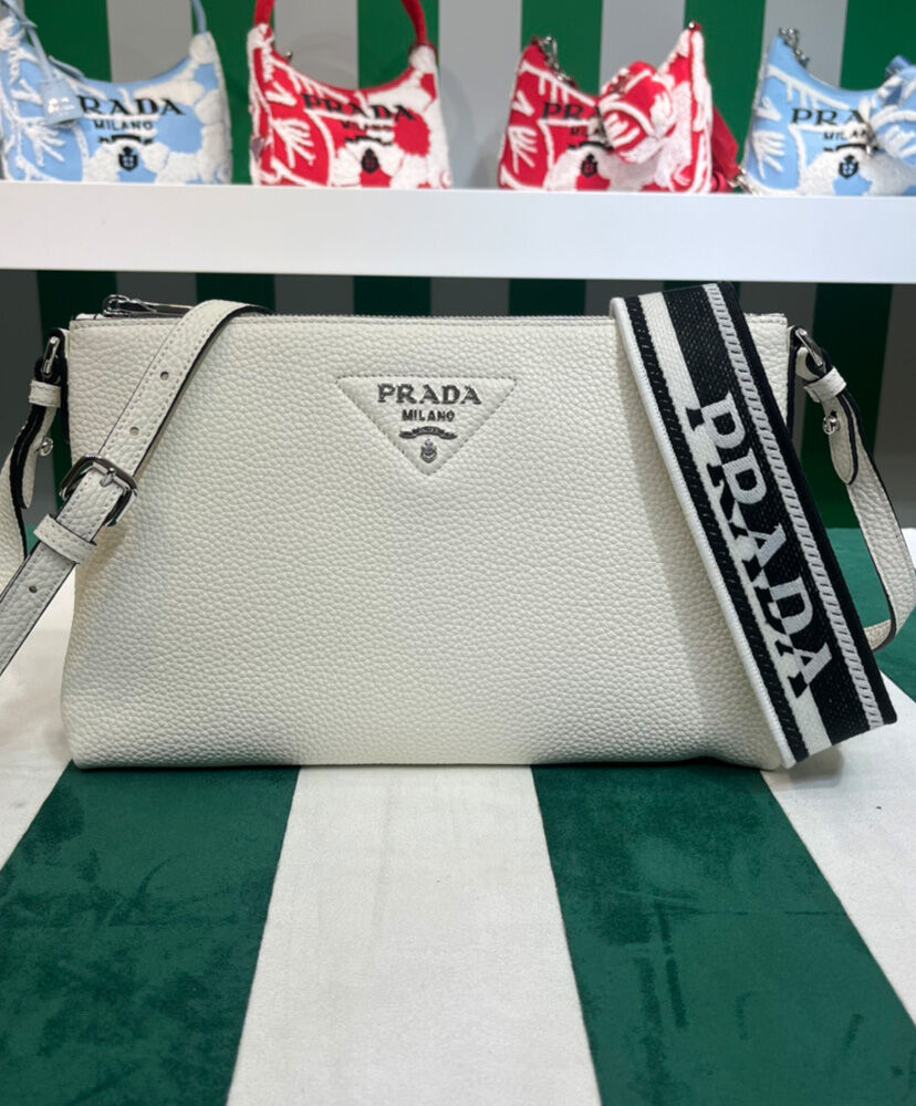 Prada Leather Shoulder Bag 1BH050 Cream