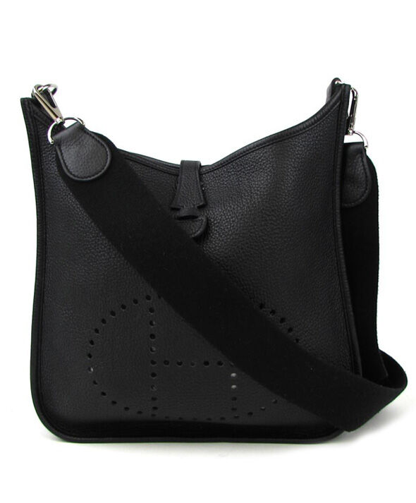 Hermes Tan Evelyne Shoulder Togo III PM Bag Black