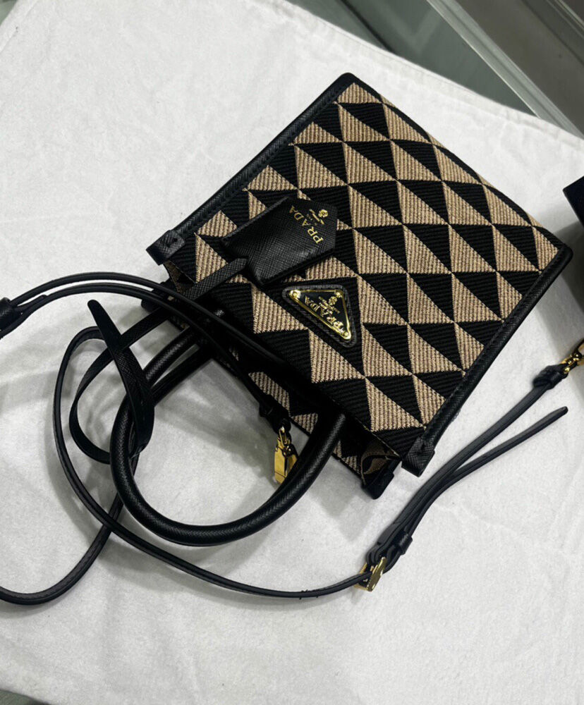 Prada Symbole Jacquard Fabric Micro Bag Black