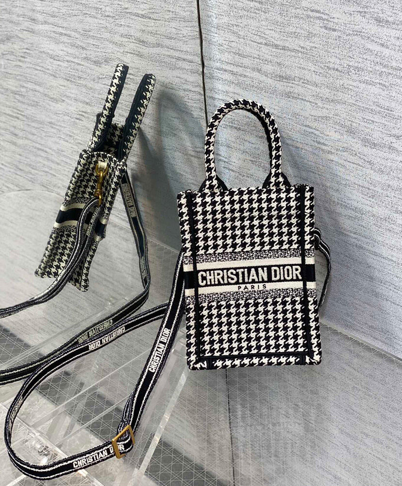 Christian Dior Mini Dior Book Tote Phone Bag Black