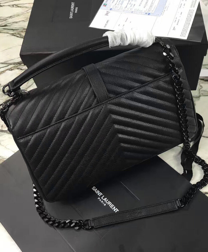 YSL Classic Large Monogram Saint Laurent College Bag Black