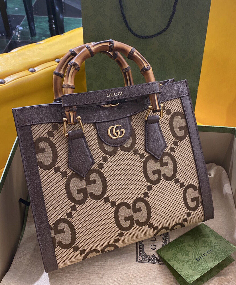 Gucci Diana Jumbo GG Small Tote Bag 660195 Brown