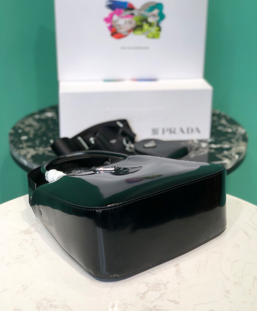 Prada Brushed Leather Handbag 1BA320 Black