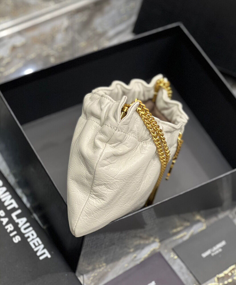 Saint Laurent Mini Leather Shoulder Bag Cream