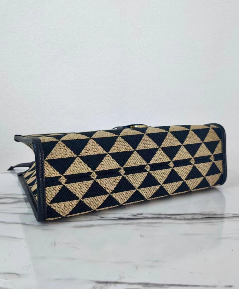 Prada Small Symbole Jacquard Fabric Handbag Black