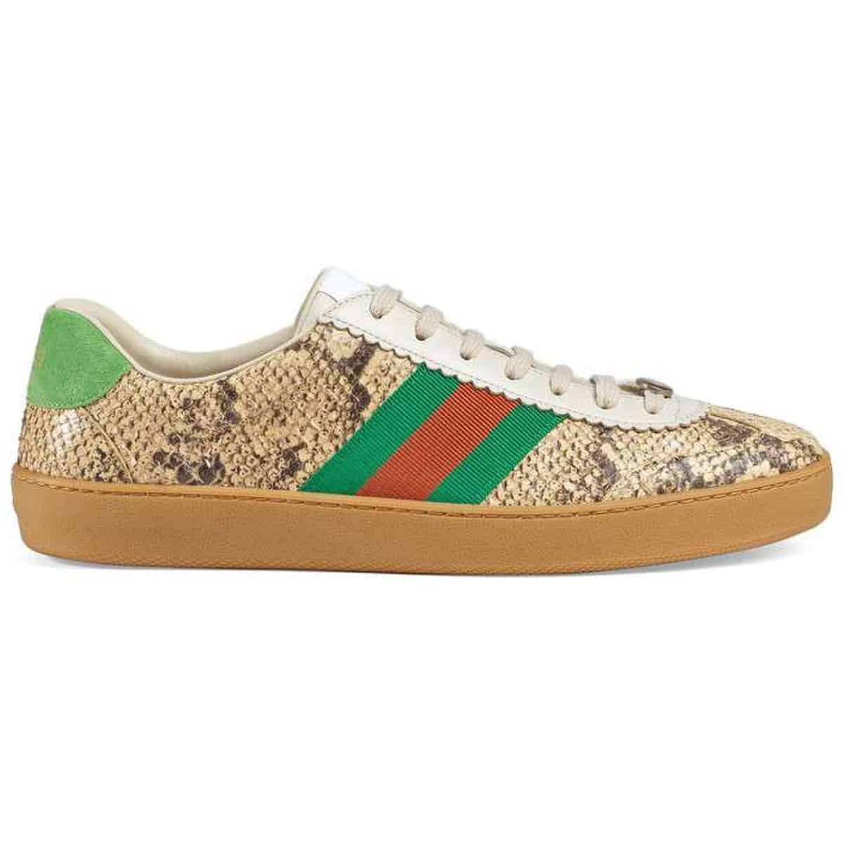 GUCCI MEN S NATURAL G74 PYTHON TRAINER WITH WEB   GC35