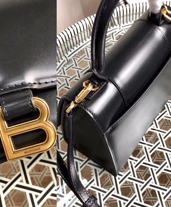 Balenciaga Hourglass Small Top Handle Bag Black
