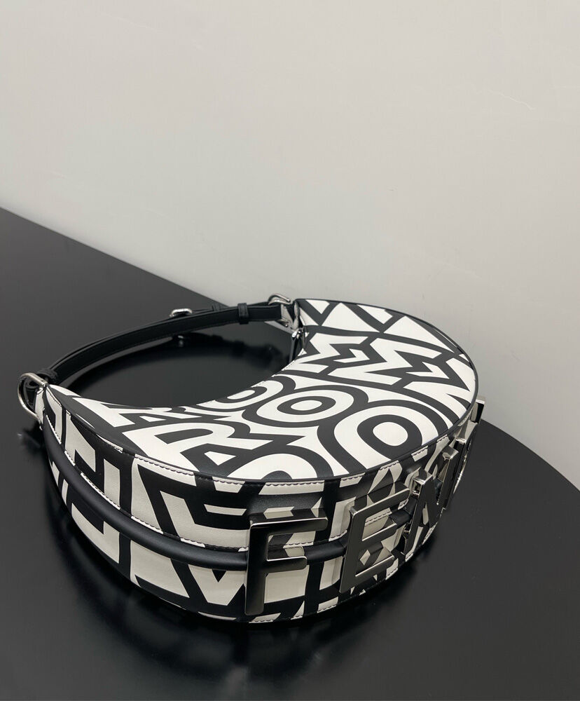 Fendi Fendigraphy Small Two-tone printed leather Fendi Roma Capsule Bag 8BR798 Black