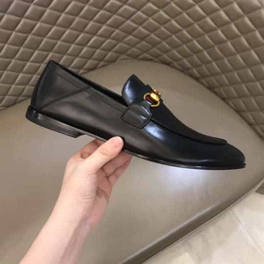 GUCCI 10MM LEATHER FOLDABLED LOAFERS W/ WEB   LDG017