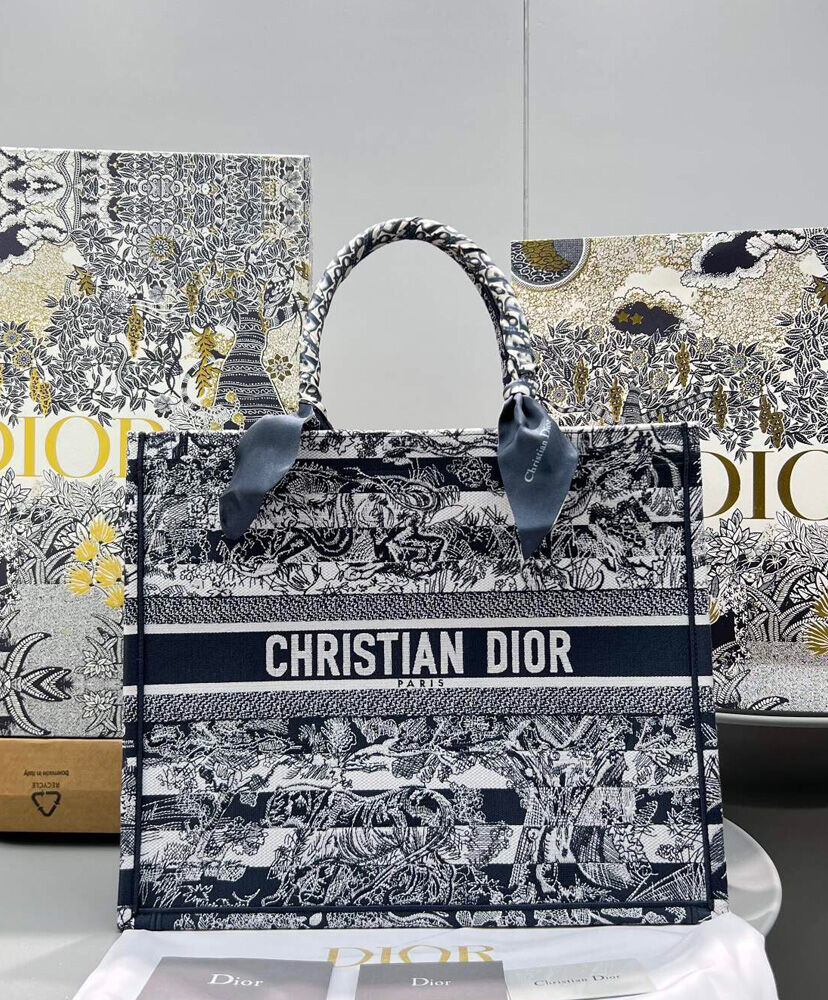 Christian Dior Large Book Tote Dark Blue