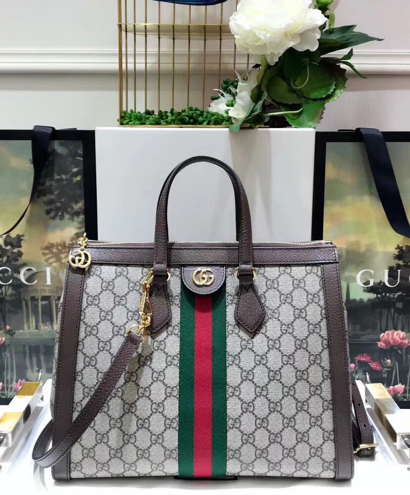 Gucci Ophidia GG medium top handle bag 524537 Dark Coffee