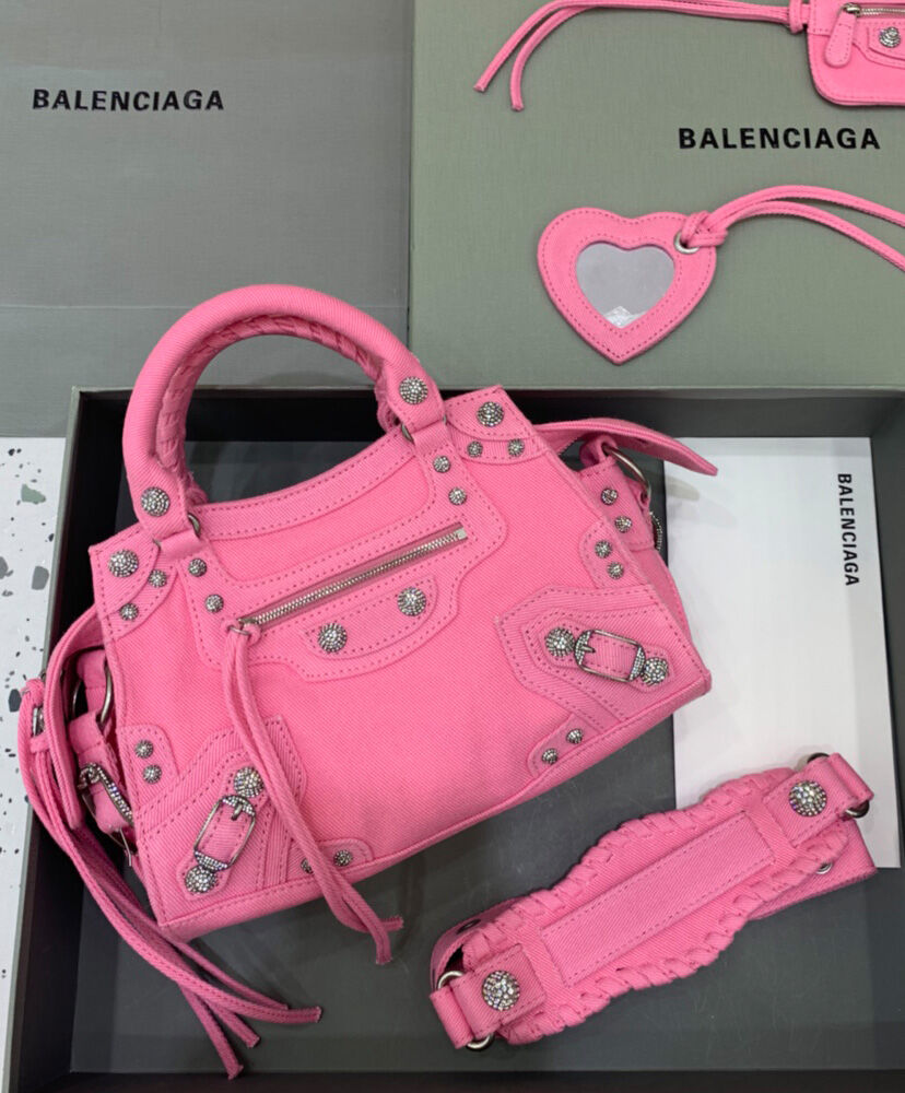 Balenciaga Neo Cagole XS Handbag In Denim Pink