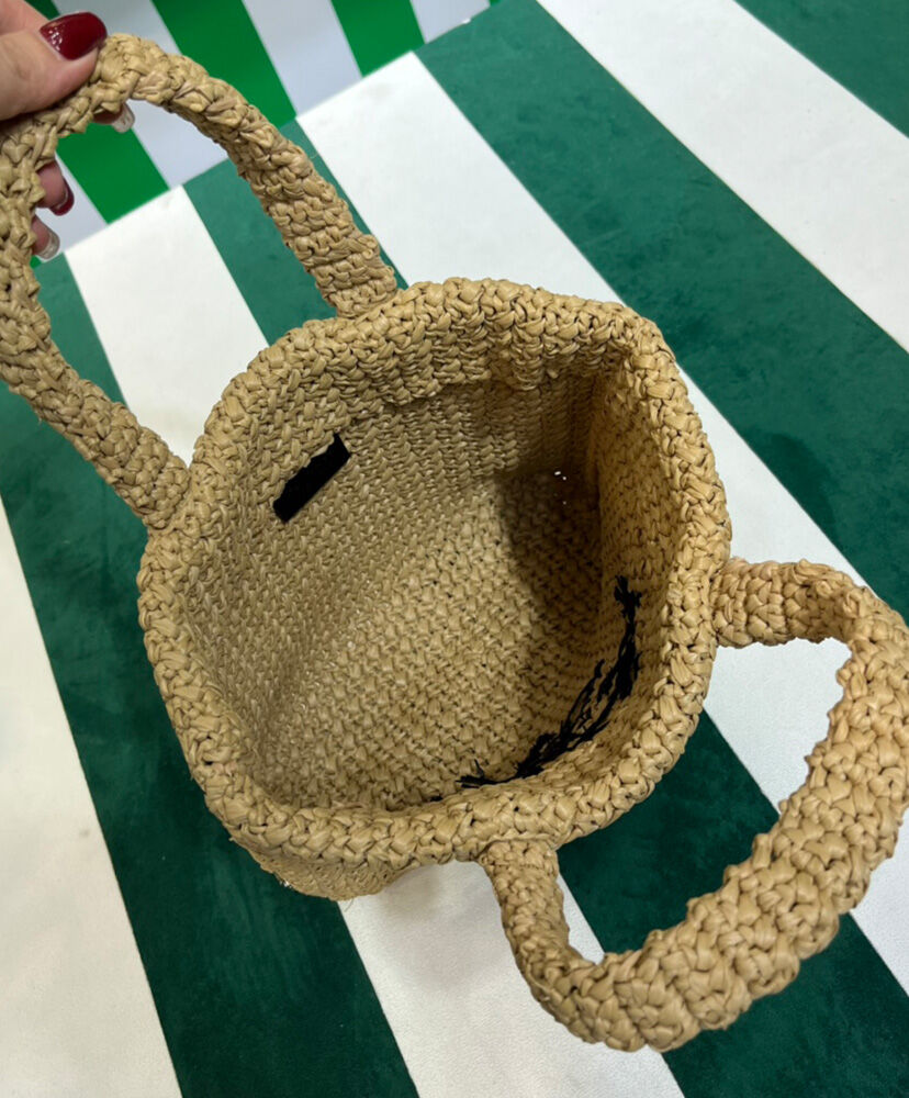 Prada Small Raffia Tote Bag Apricot