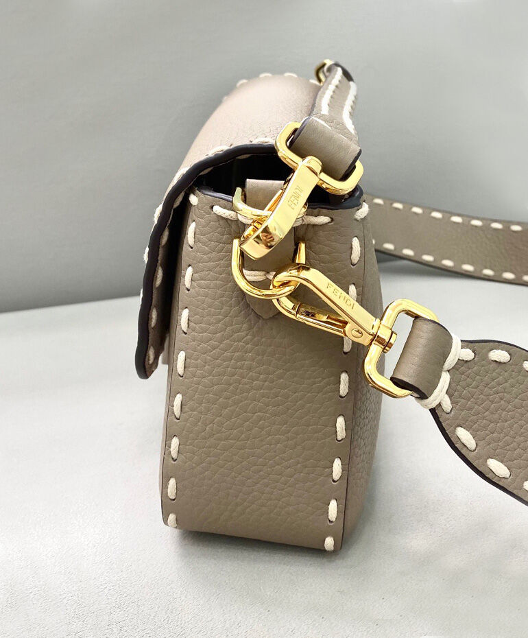 Fendi Baguette Full Grain Leather Bag 8BR600 Gray