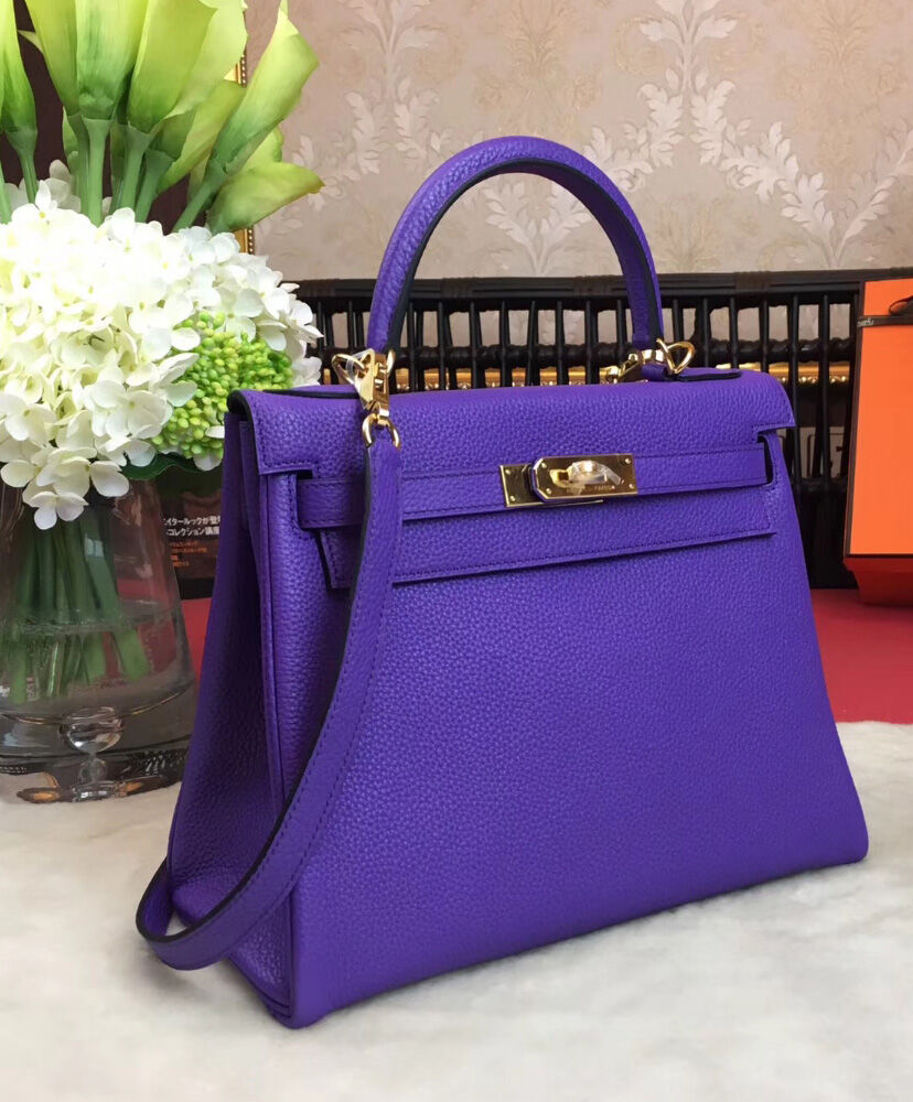 Hermes Kelly Bag 25 Togo Leather Purple