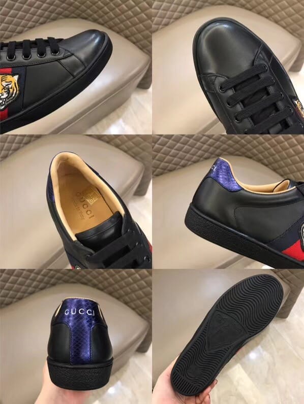 GUCCI TIGER ACE EMBROIDERED SNEAKER BLACK �C GC49