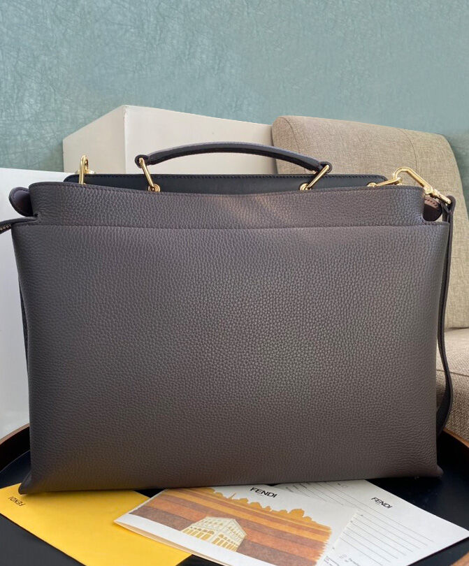 Fendi Peekaboo Iconic Essential Calf Leather Bag 7VA476 Dark Coffee