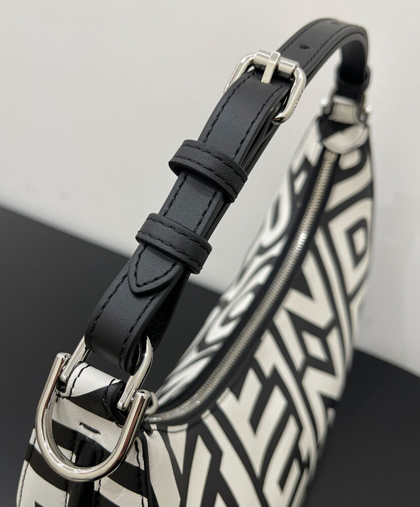 Fendi Fendigraphy Small Two-tone printed leather Fendi Roma Capsule Bag 8BR798 Black