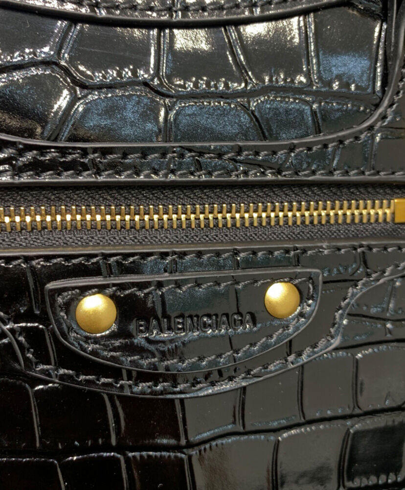 Balenciaga Neo Classic Xs Handbag Crocodile Embossed Black