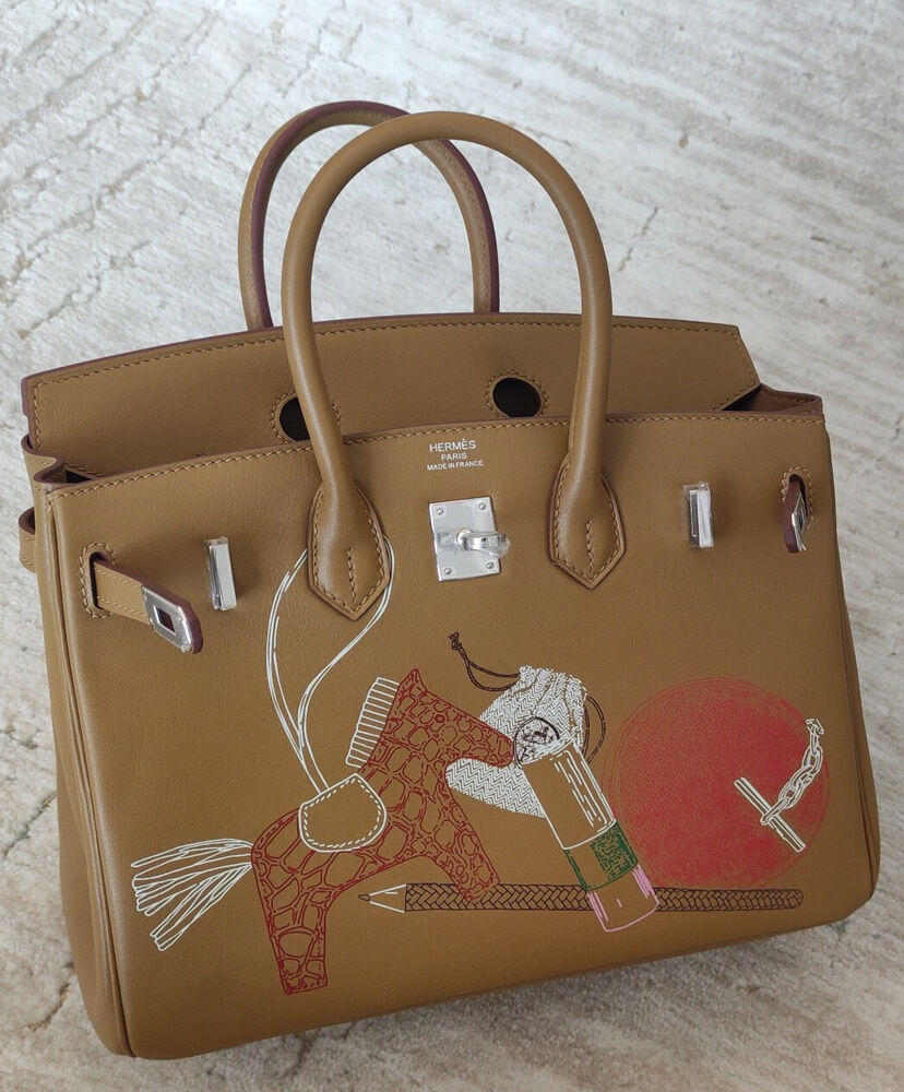 Hermes Birkin 25 In   Out Biscuit Swift Palladium Hardware Coffee
