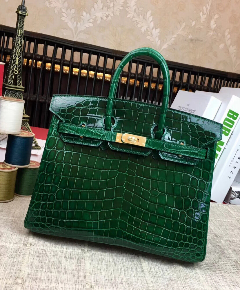 Hermes Birkin 25 Crocodile leather Green