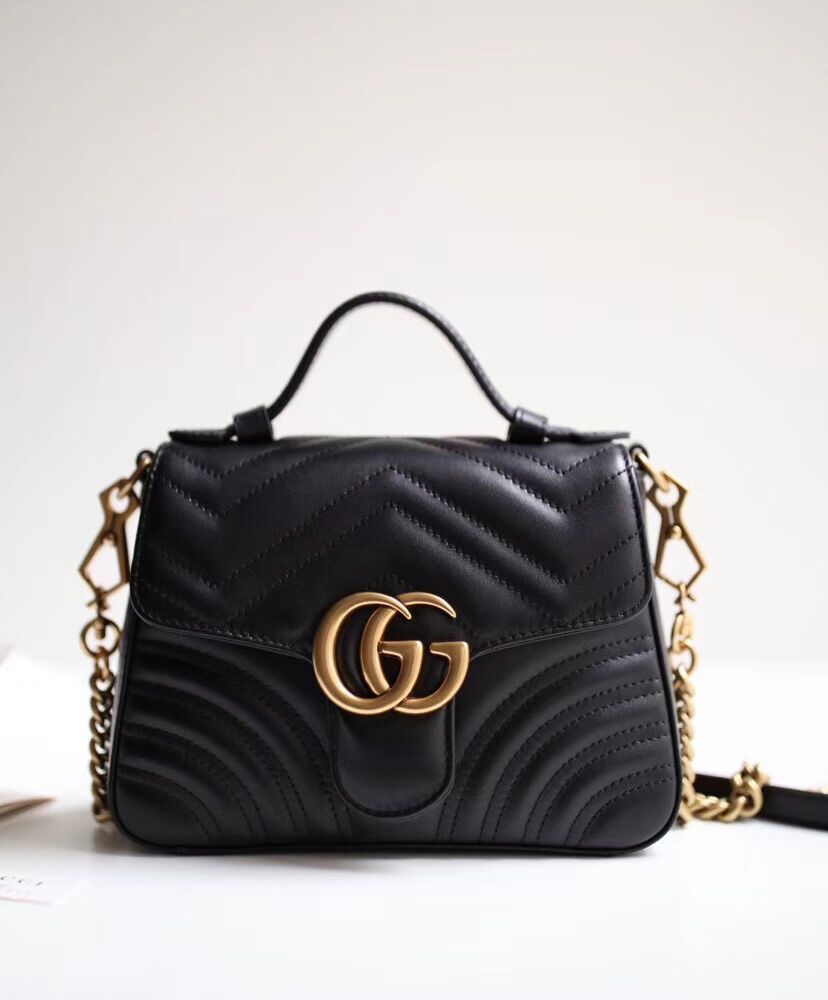 Gucci GG Marmont mini top handle bag 547260 Black