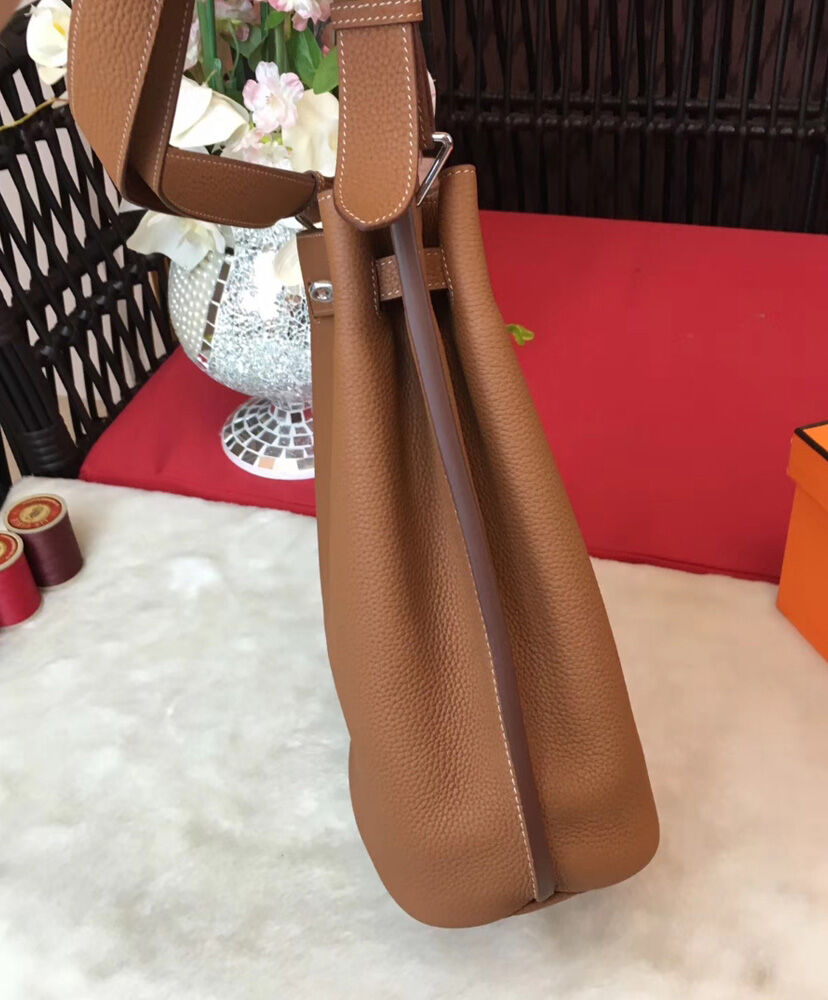 Hermes So Kelly Bag 22 Togo Leather Light Coffee