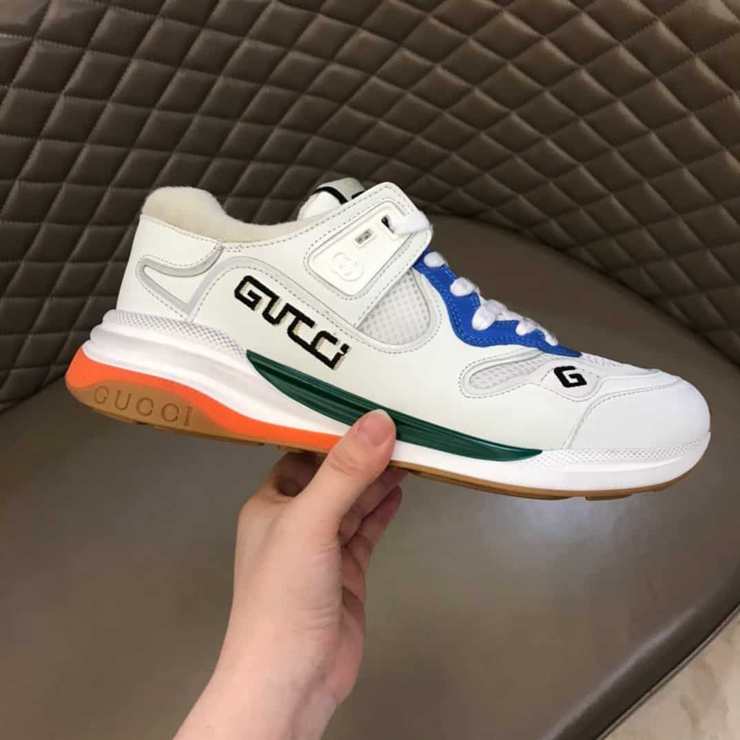 GUCCI G LINE SNEAKERS IN LEATHER AND MESH WITH EMBROIDERED LOGO   GC117