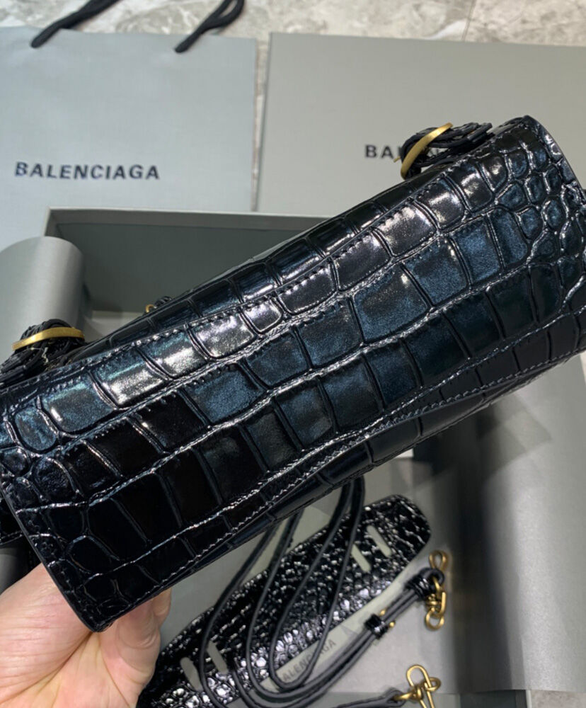 Balenciaga Neo Classic Xs Handbag Crocodile Embossed Black
